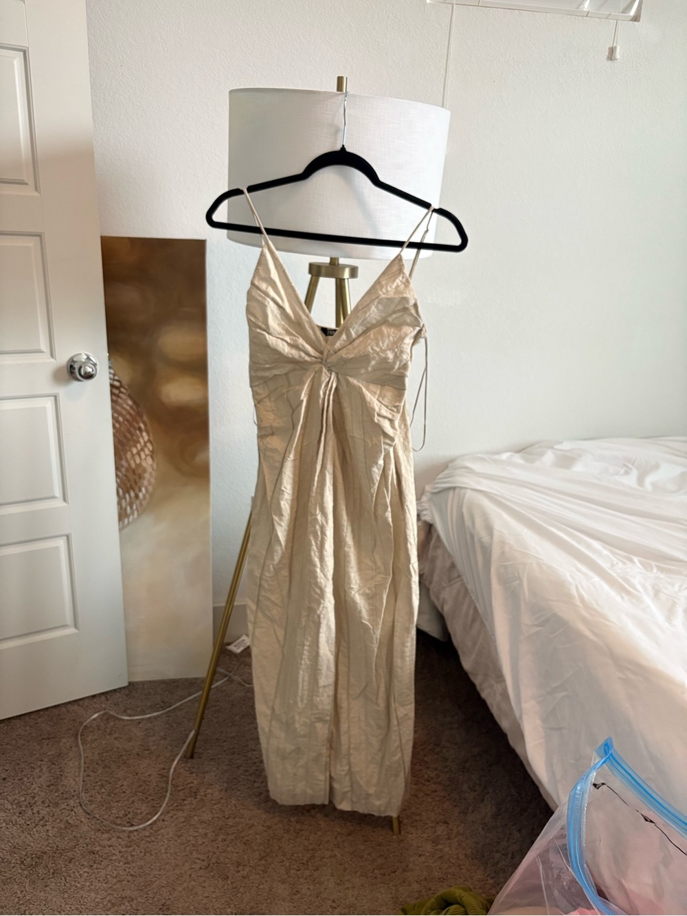 Zara Champagne Beige Midi Dress